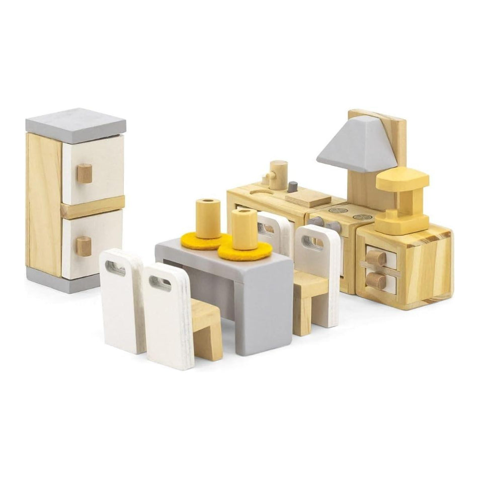 Viga Kitchen and Dining Room Dollhouse Furniture Playset