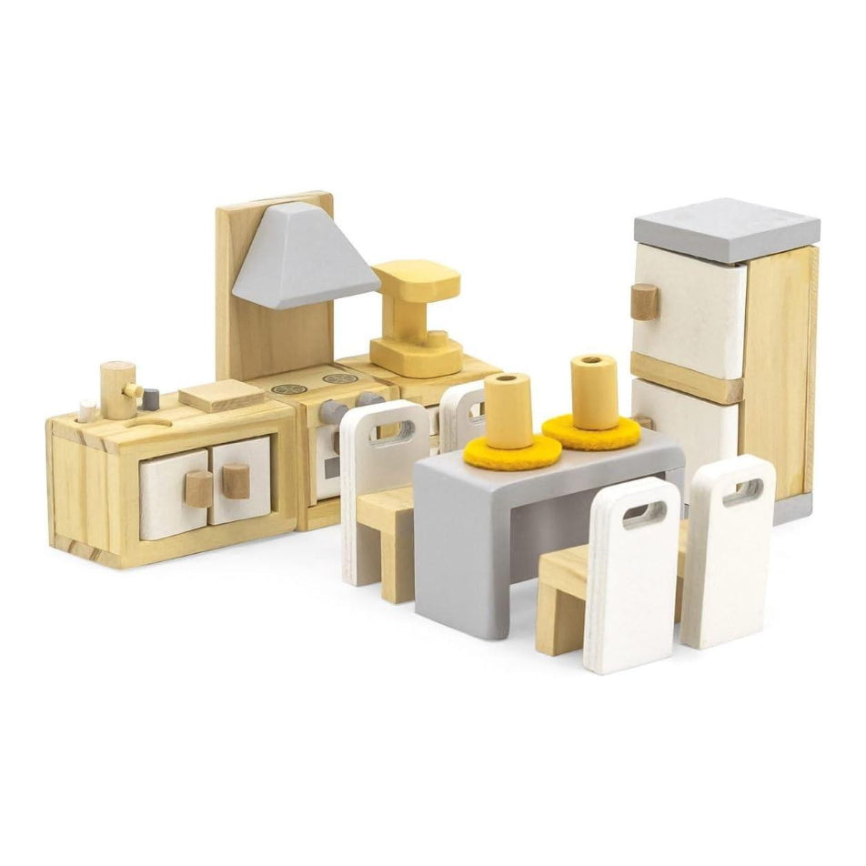 Viga Kitchen and Dining Room Dollhouse Furniture Playset