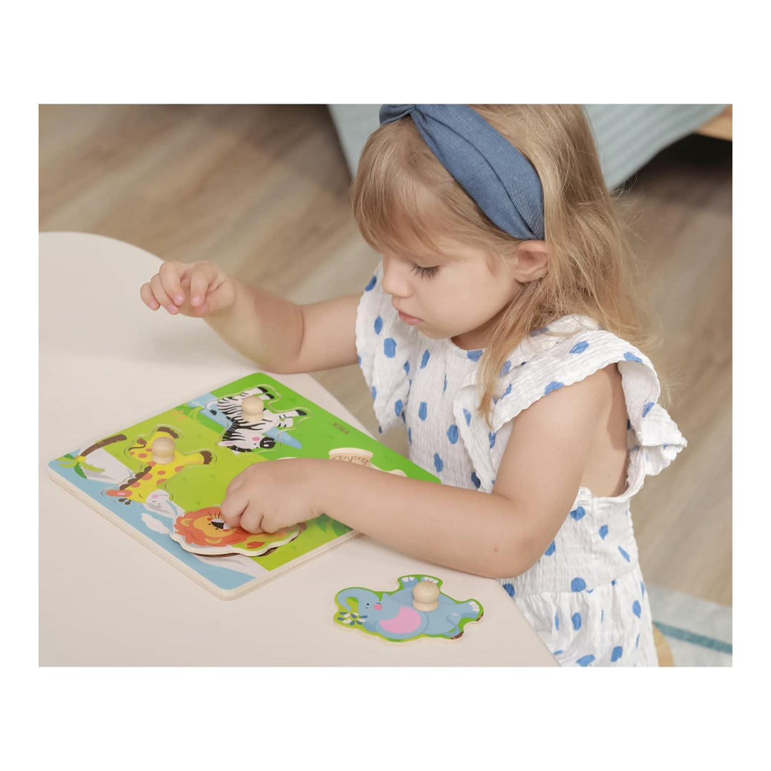Viga Big Wooden Knob Puzzle Wild Animals