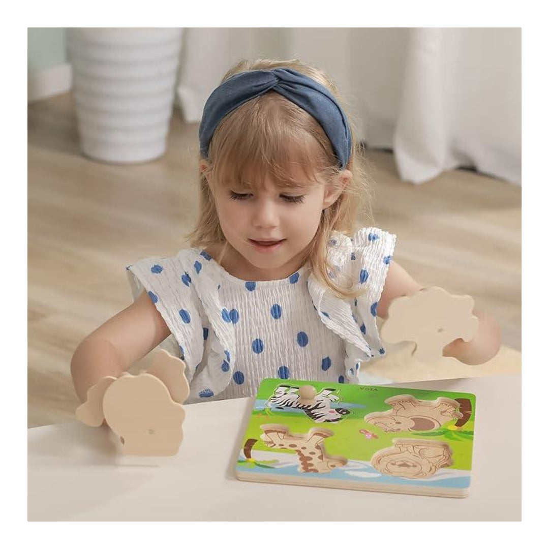Viga Big Wooden Knob Puzzle Wild Animals