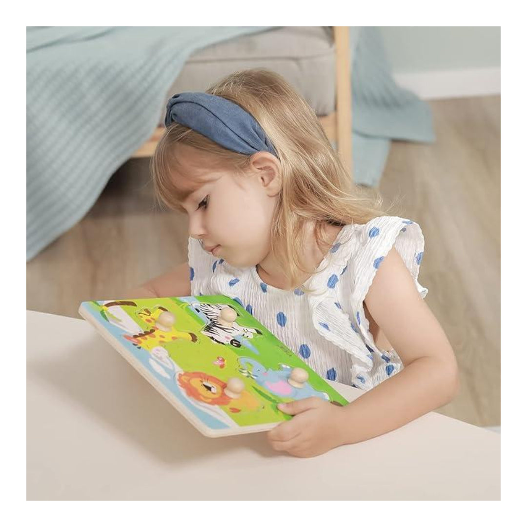 Viga Big Wooden Knob Puzzle Wild Animals