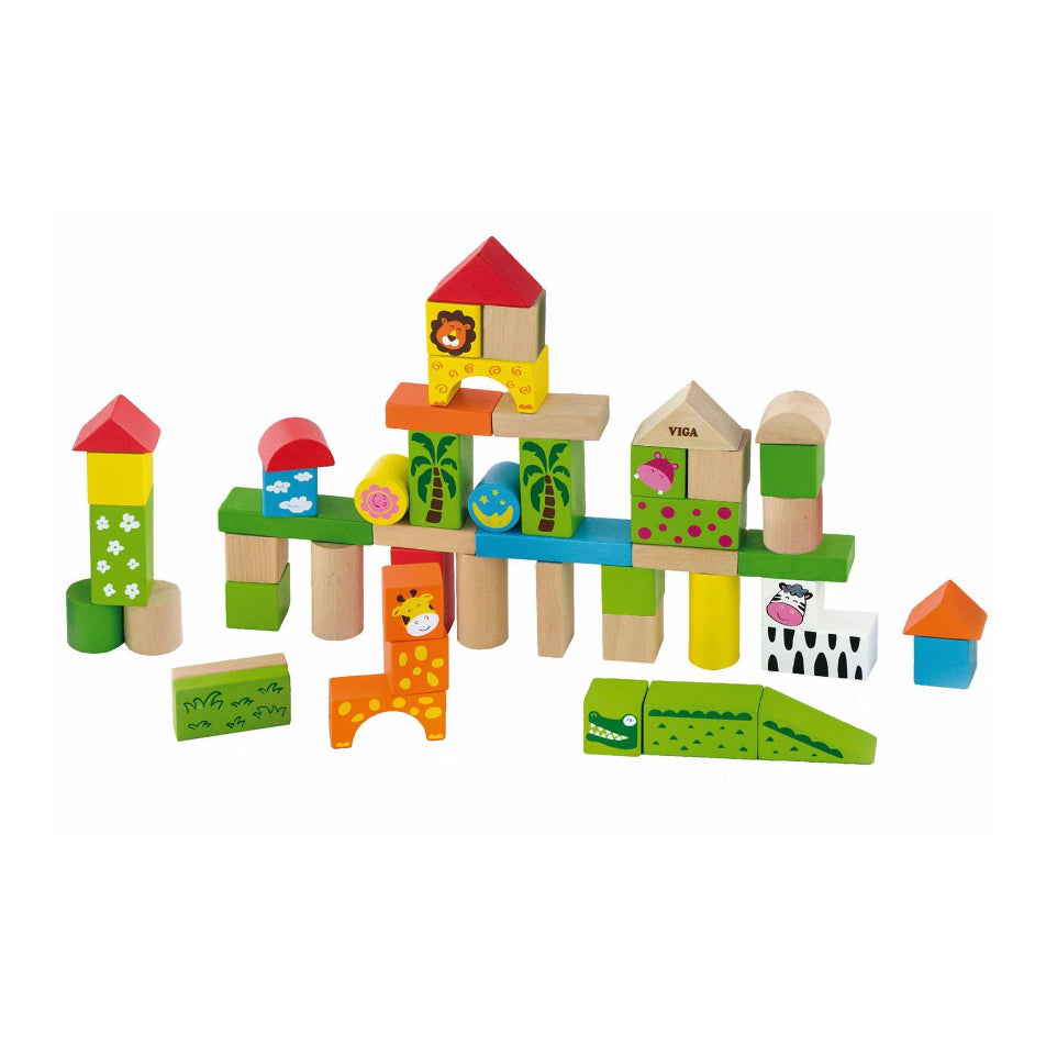 Viga Wooden Block Set - Zoo
