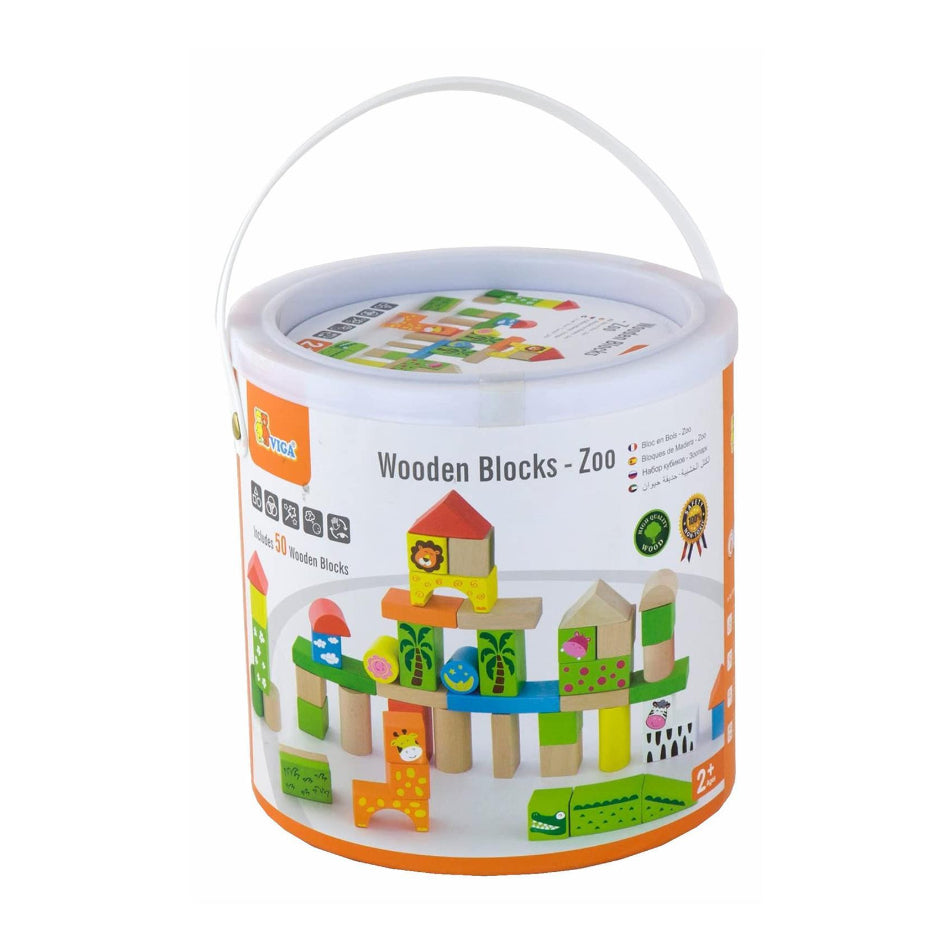 Viga Wooden Block Set - Zoo