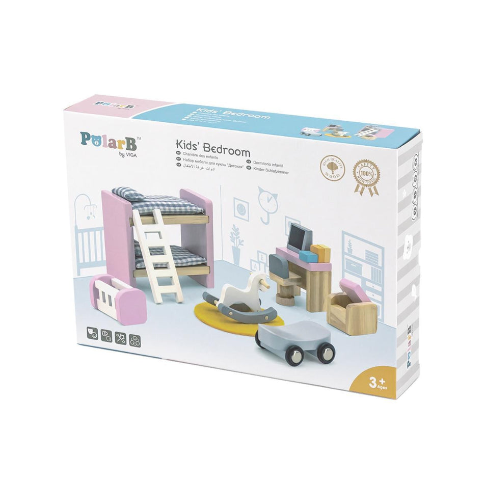 Viga Dollhouse House Furniture Kids Bedroom Playset