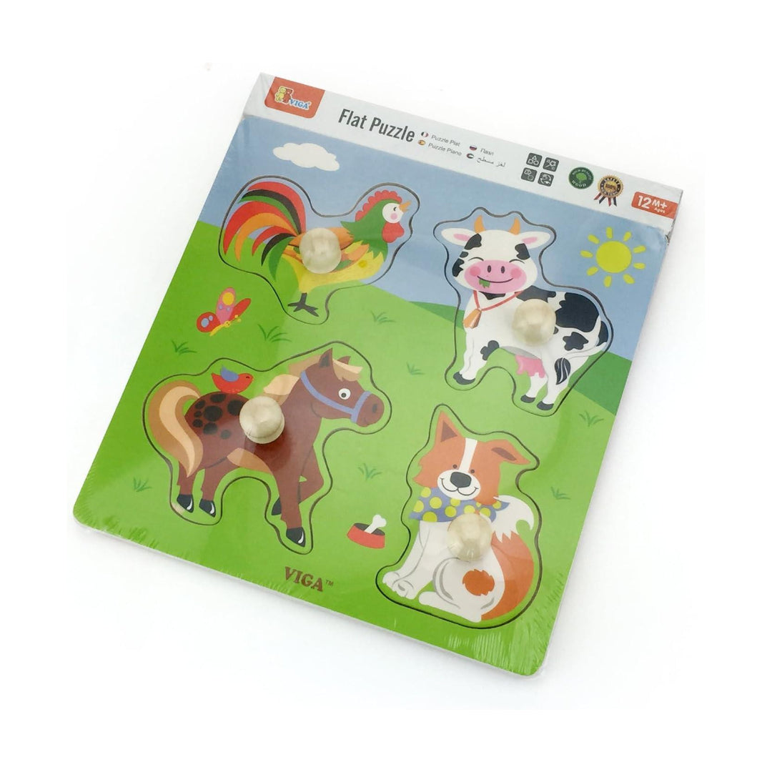 Viga Big Wooden Knob Puzzle Farm Animals