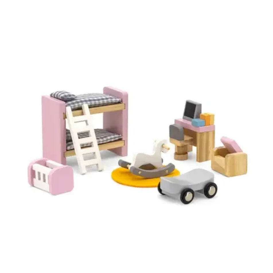 Viga Dollhouse House Furniture Kids Bedroom Playset