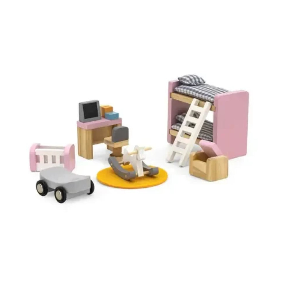 Viga Dollhouse House Furniture Kids Bedroom Playset