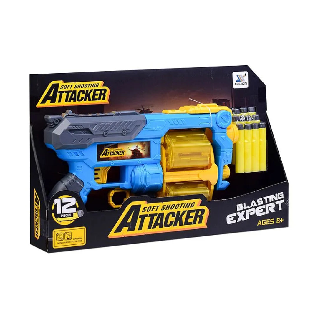Soft Shooting Attacker Blasting Expert Toy Gun – 12-Dart Foam Blaster