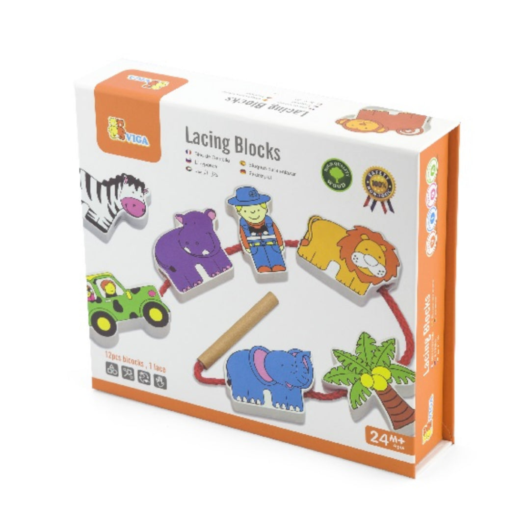 Viga Lacing Blocks - Zoo