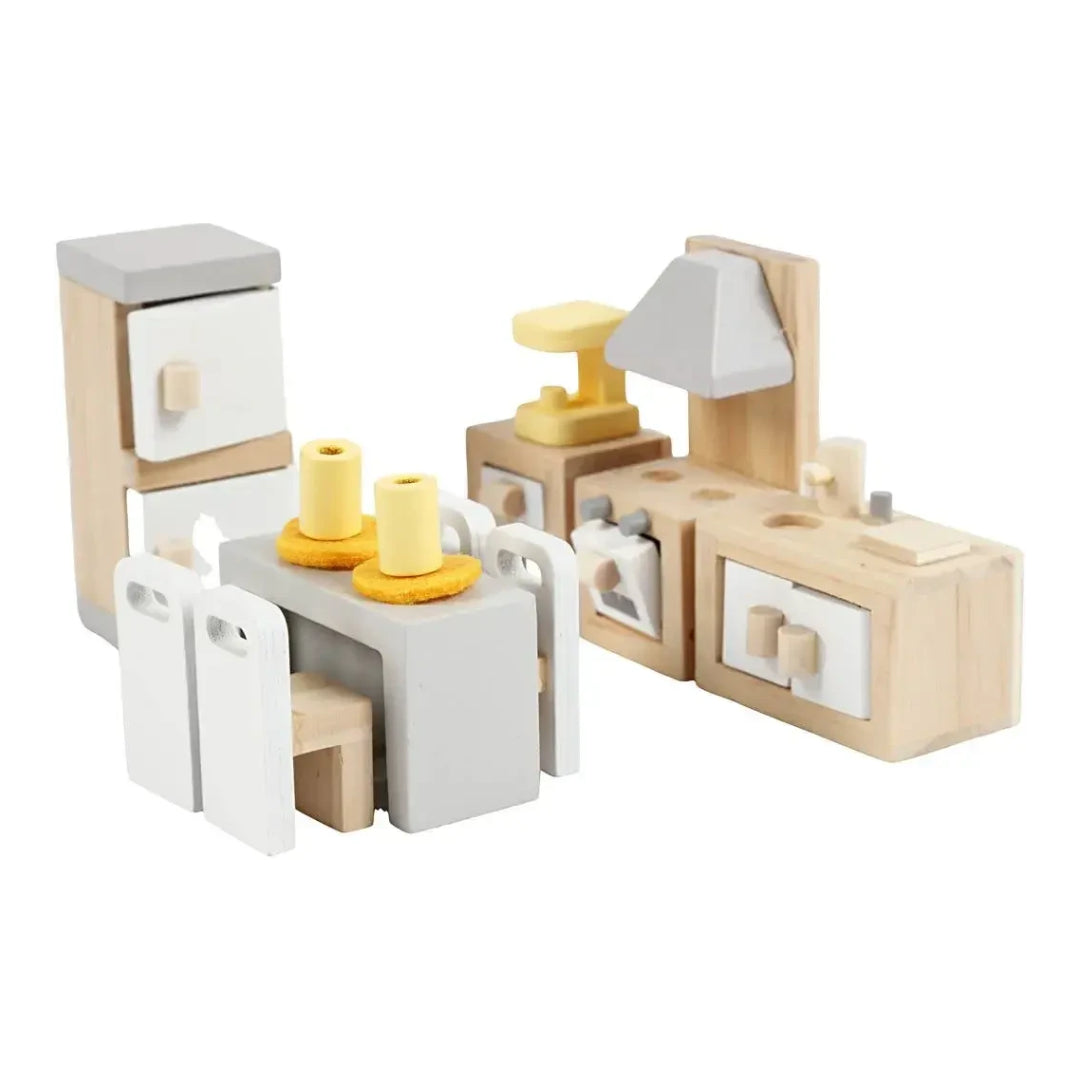 Viga Kitchen and Dining Room Dollhouse Furniture Playset
