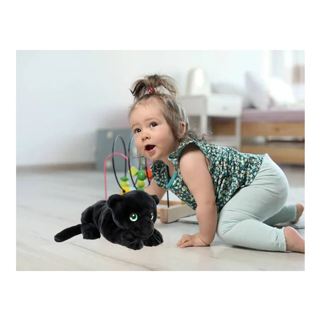 Keeleco 35 Cm Black Panther Soft Plush Toy Wild Animal Jungle Cat