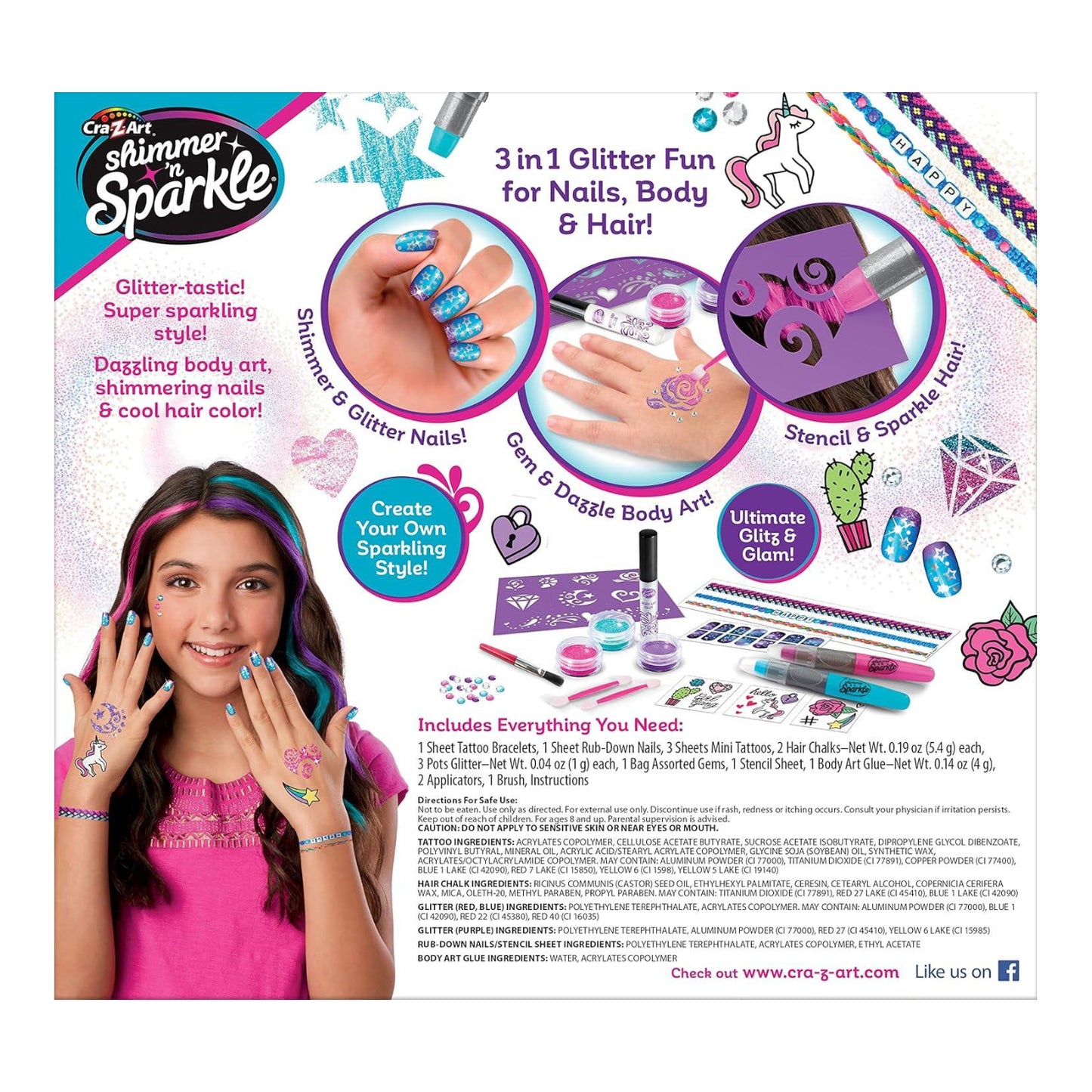 Shimmer N Sparkle 3-in-1 Ultimate Glitter Beauty Set