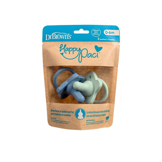 Dr. Brown’s HappyPaci Silicone Pacifier 0-6m Green and Blue 2pc