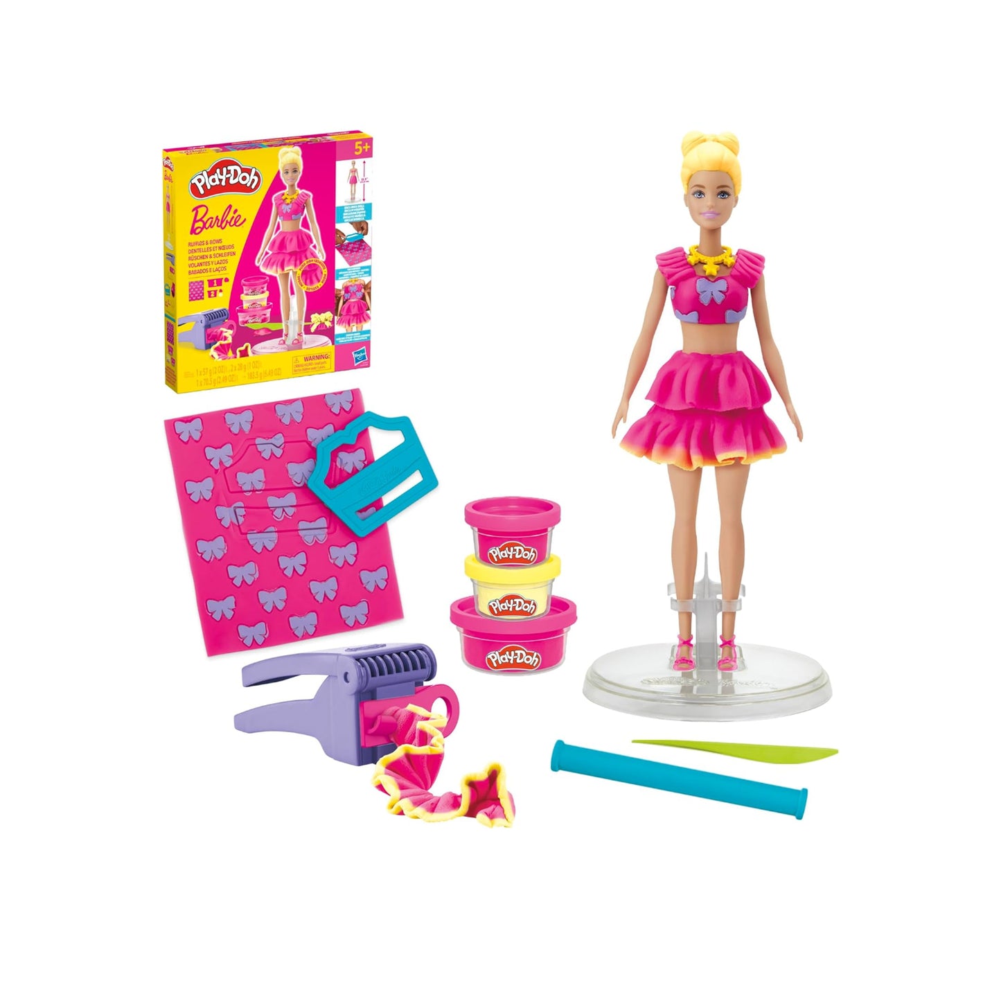 Play-Doh Barbie Ruffles and Bows Set, Make Doll Clothes with Modeling Compound