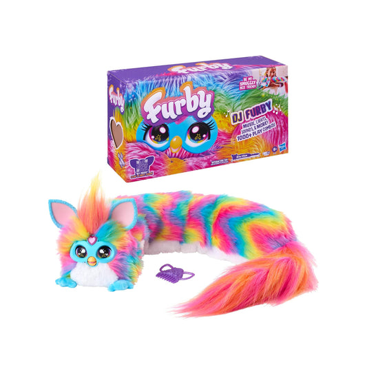 FURBY DJ Interactive Toy, Super Snuggly Rainbow Electronic Plush