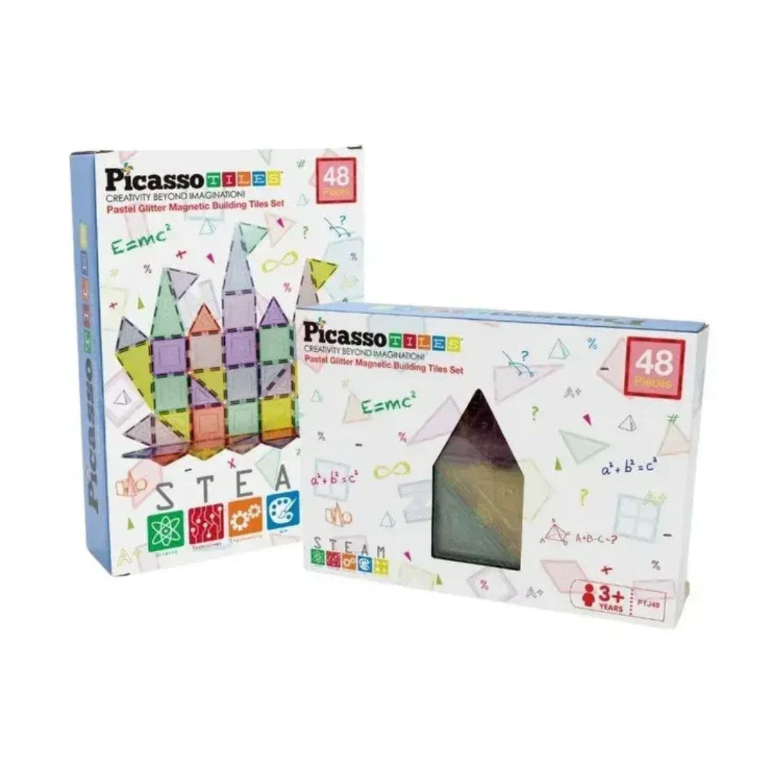 Picasso Tiles - Magnetic Pastel Glitter - 48 Pcs