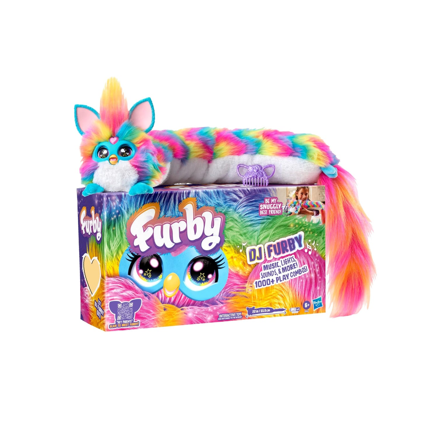 FURBY DJ Interactive Toy, Super Snuggly Rainbow Electronic Plush