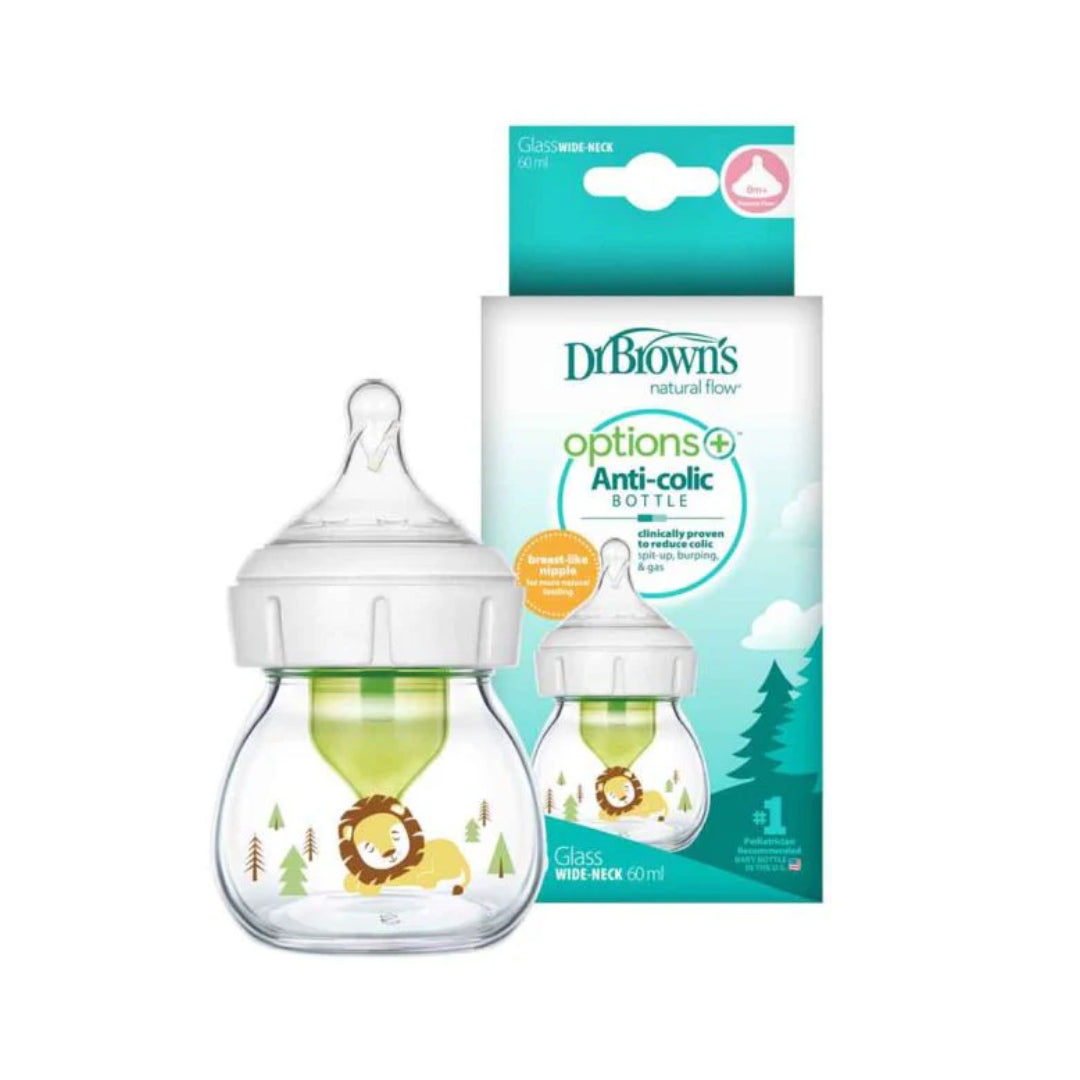 Dr Brown's 2 oz/60 mL Glass W-N Options+ Baby Bottle w/ Preemie Nipple