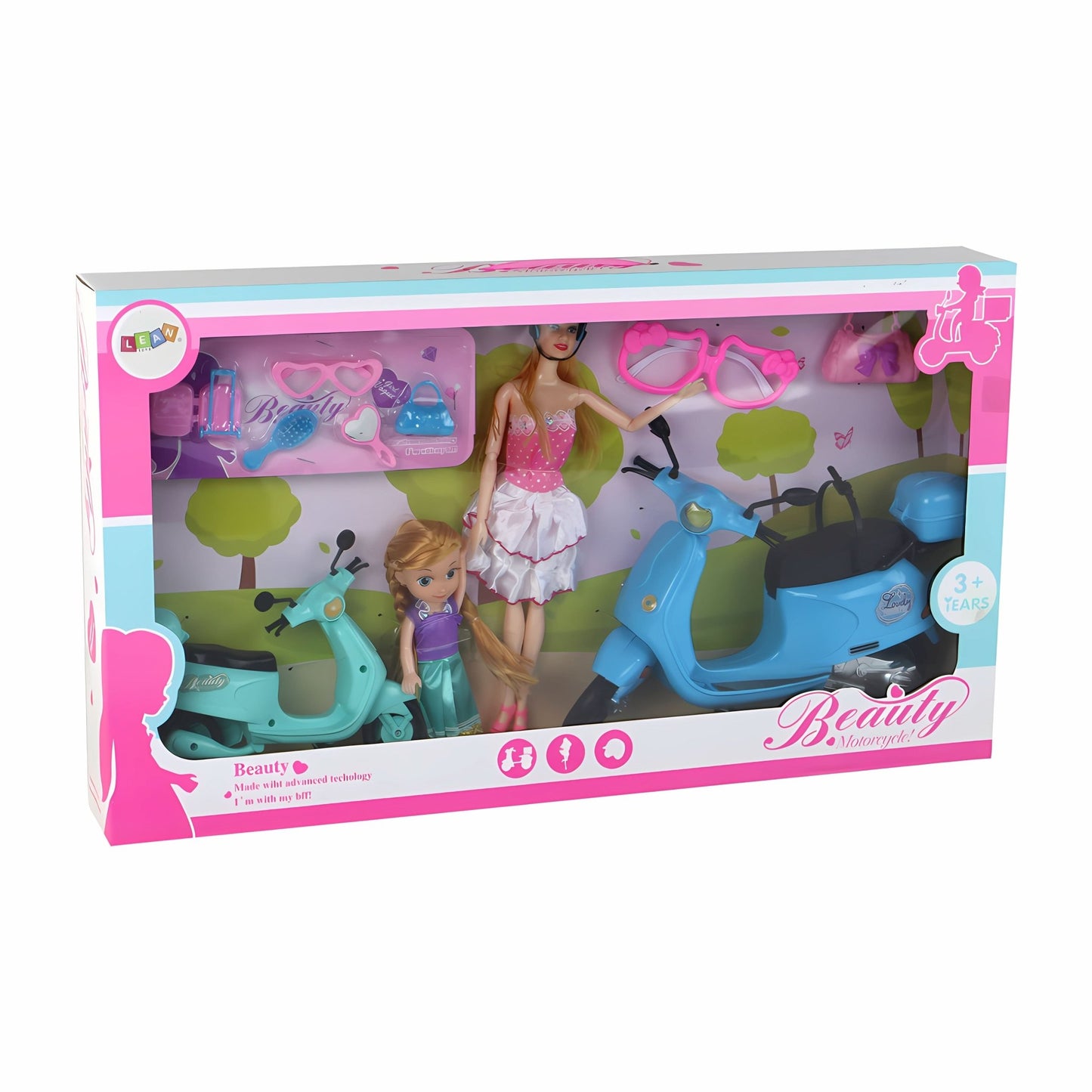 Doll Set With Baby Scooters Set Accessories - Superpanda