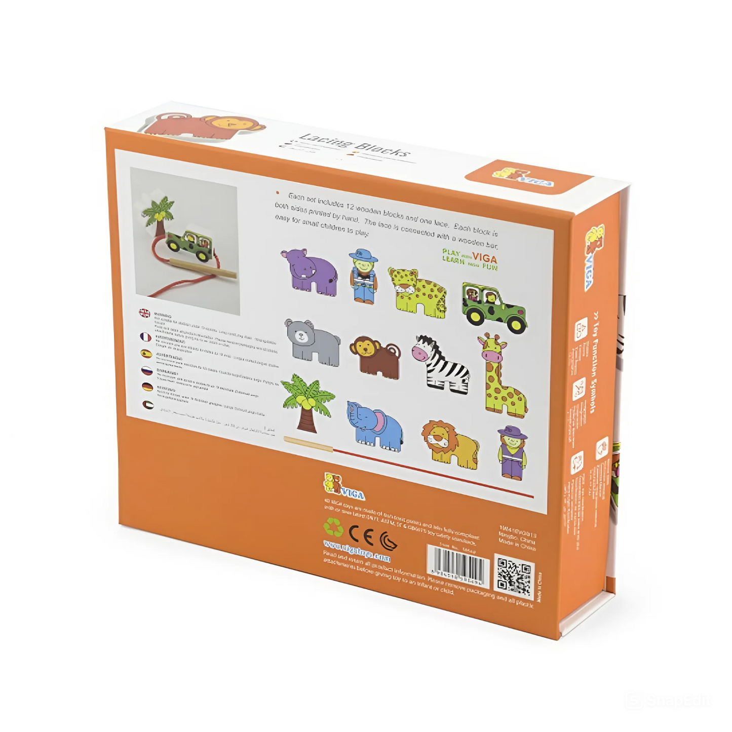 Viga Lacing Blocks - Zoo