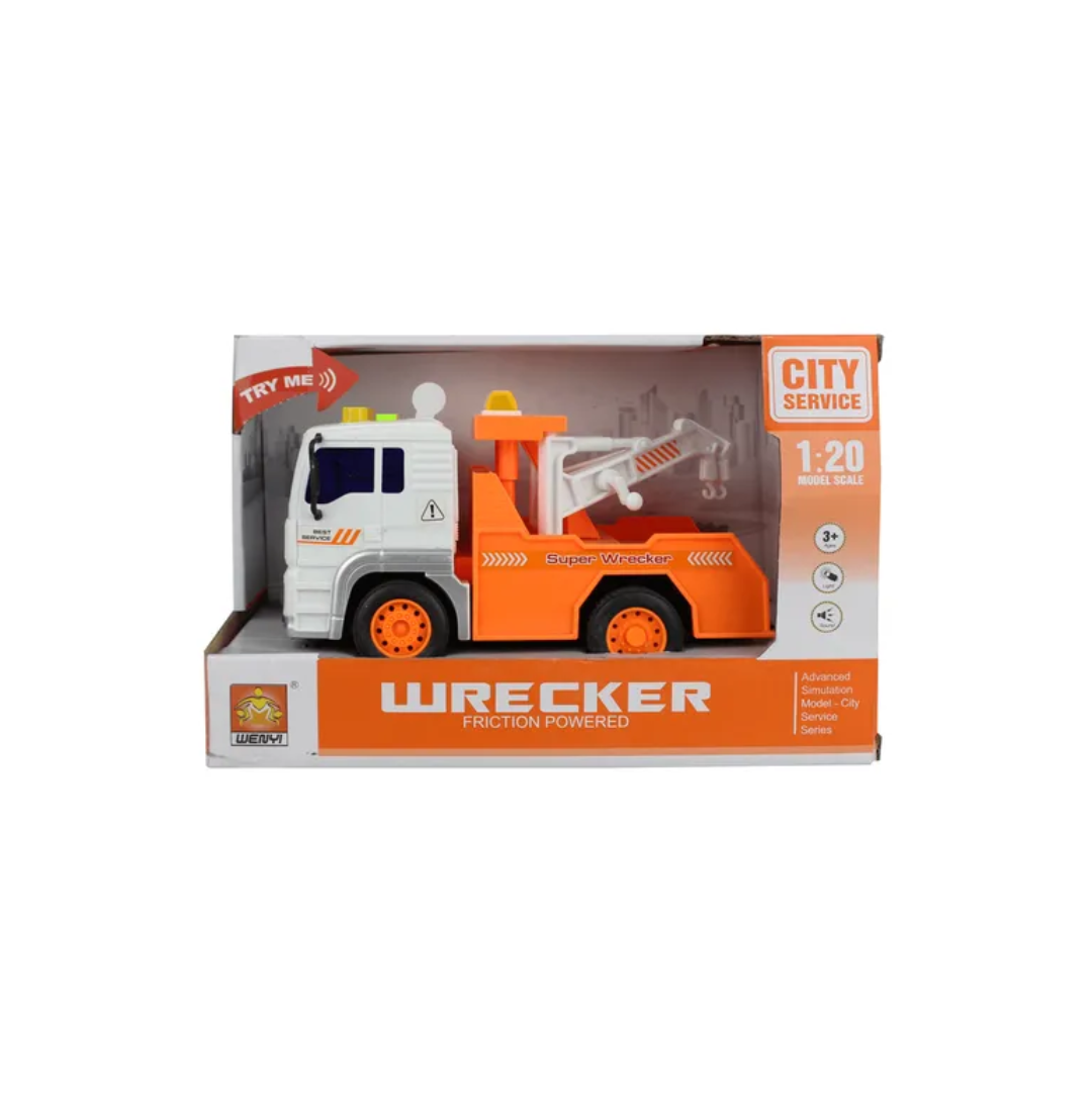 Wenyi Bruder 1:20 Truck Friction Sanitation Truck - Orange