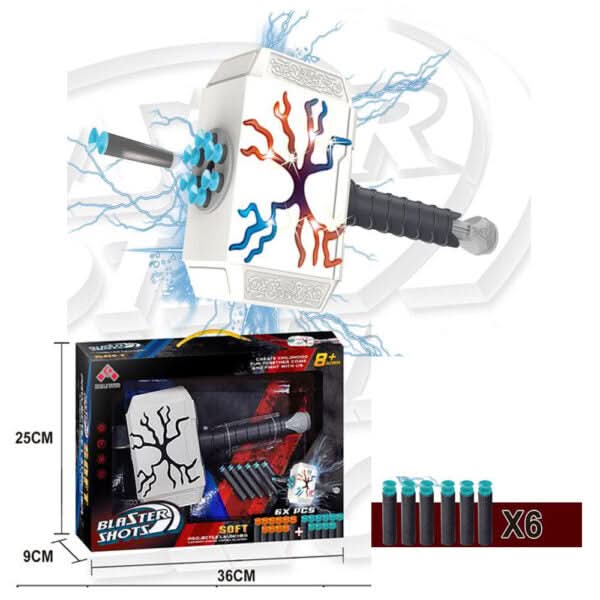Thor Hammer Dart Blasting Toy Nerf Gun with Light - Superpanda