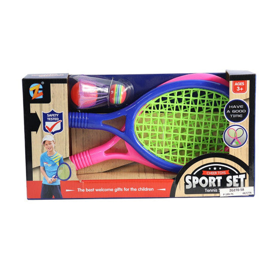 Children’s Outdoor Tennis Racket Sport Set – 2 Rackets with Ball & Shuttlecock
