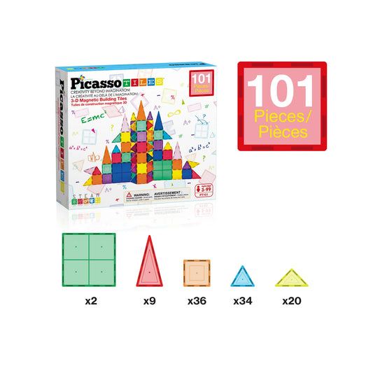 Picasso Tiles Classic 101 Piece Magnetic Building Block Playset
