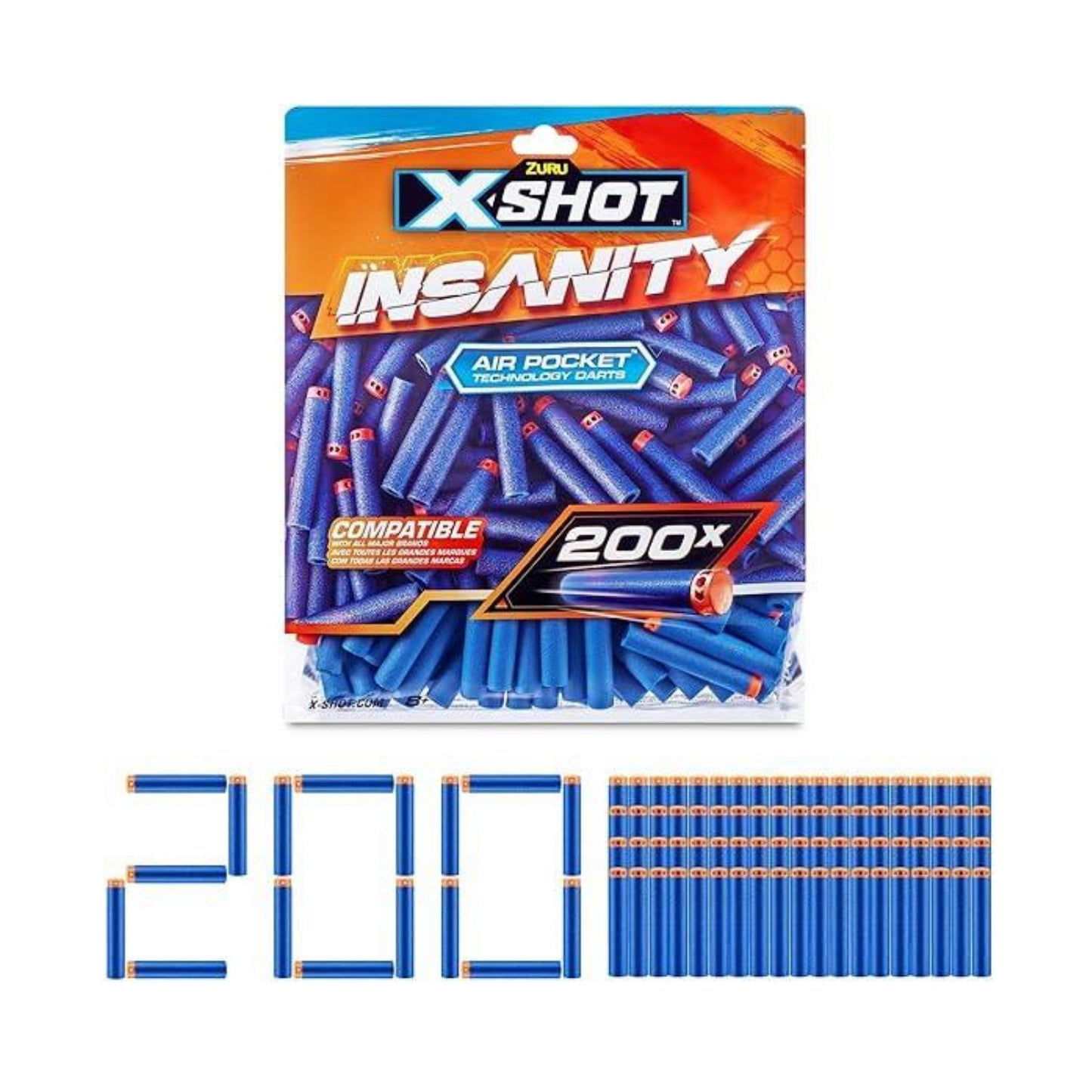 X-Shot Insanity 200PK Refill Darts Foilbag