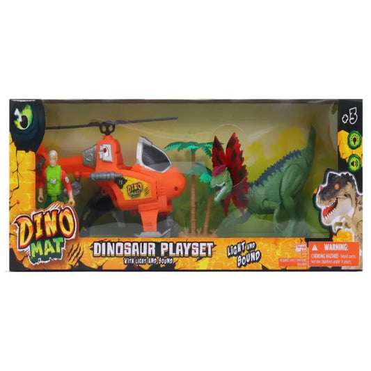 Happy line Dino Mat Dinosaur Helicopter Playset With Figure