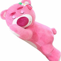 Cute Sleeping Strawberry Bear Plush Pillow.