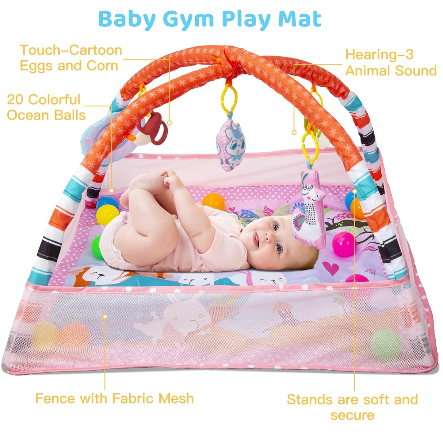 2 In 1 Baby Play Mat & Activity Gym With Ocean Balls