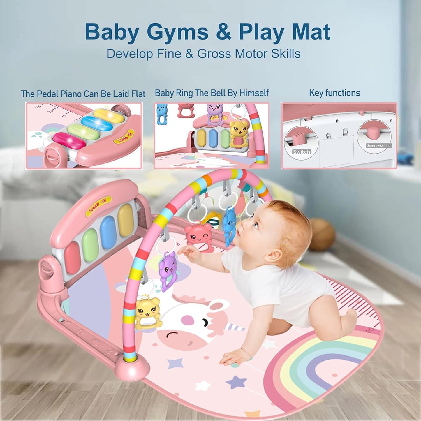 3 In 1 Pedal Piano Baby Activity Gym Mat