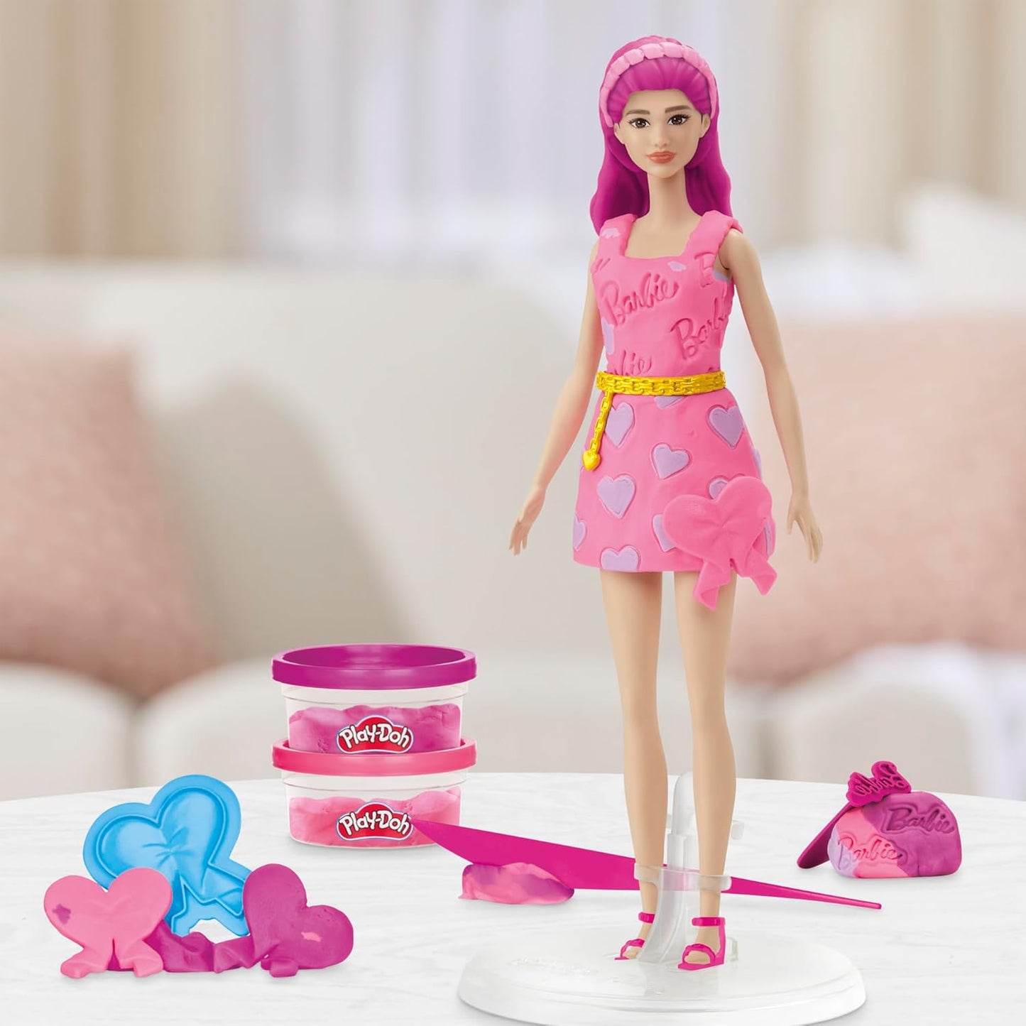 Play-Doh Barbie Hearts and Hair Set, Make Doll Clothes with Modeling Compound