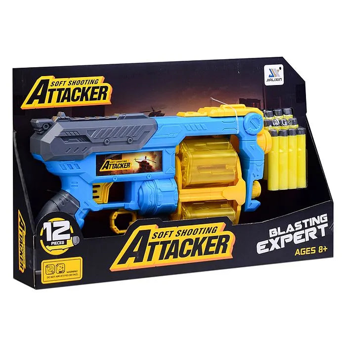 Soft Shooting Attacker Blasting Expert Toy Gun – 12-Dart Foam Blaster