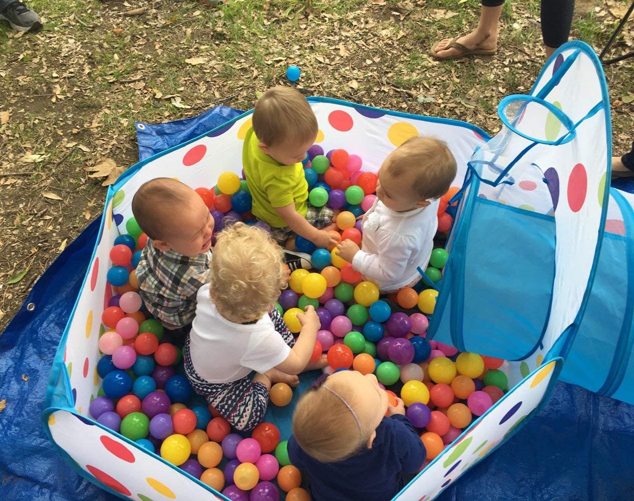 3-Piece Kids Pop up Play Tent Crawl Tunnel and Ball Pit Playhouse with Basketball Hook