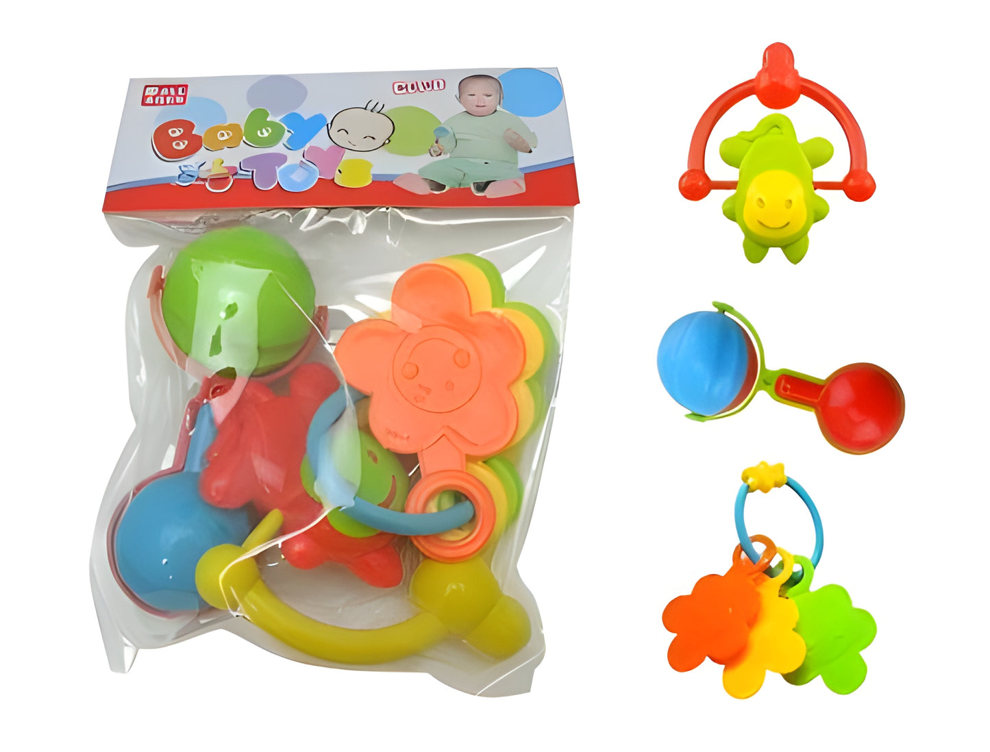 Plastic baby rattles.