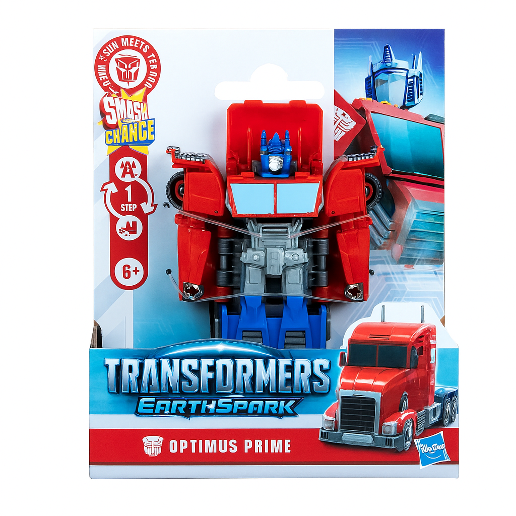 Transformers Earthspark 1-Step Smash Changers Optimus Prime Action Figure