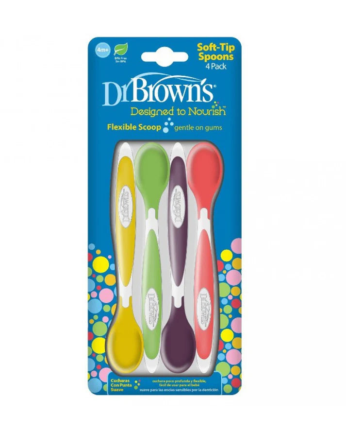 Dr. Brown's Soft Tip Flexible Spoons Long Handle Multicolor Pack of 4 For Infants