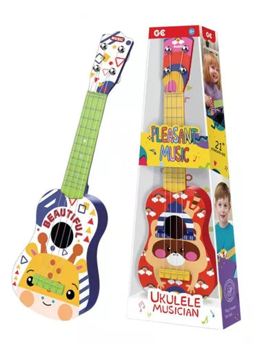 Colorful children's guitar with animal motifs