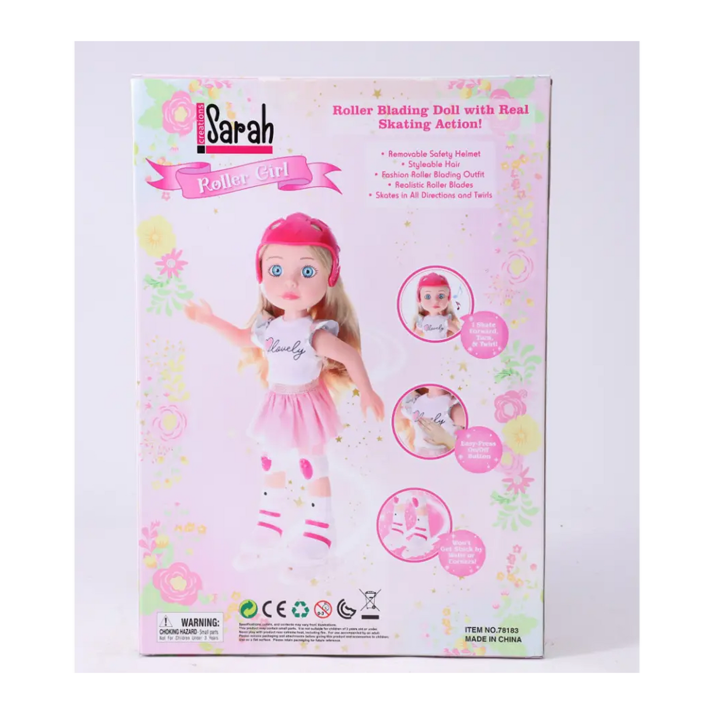 Sam Toys Sarah Creations - 14'' Infrared Roller Skating Girl With Music