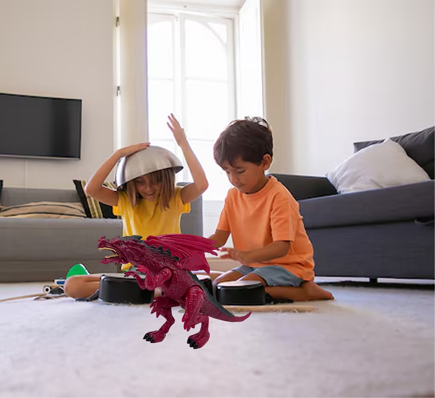 Sam Toys - Press & Play Simulation Dragon Red Dragon