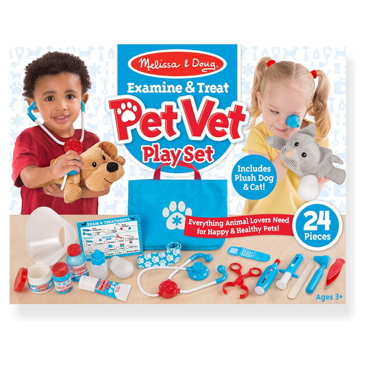 Melissa & Doug Examine & Treat Pet Vet Play Set – 24 Piece Pretend Play Veterinary Kit