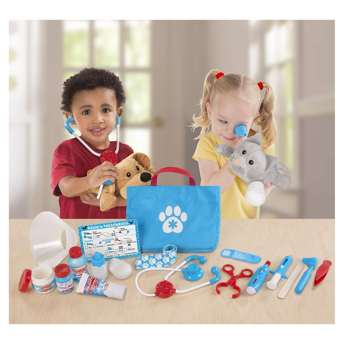 Melissa & Doug Examine & Treat Pet Vet Play Set – 24 Piece Pretend Play Veterinary Kit