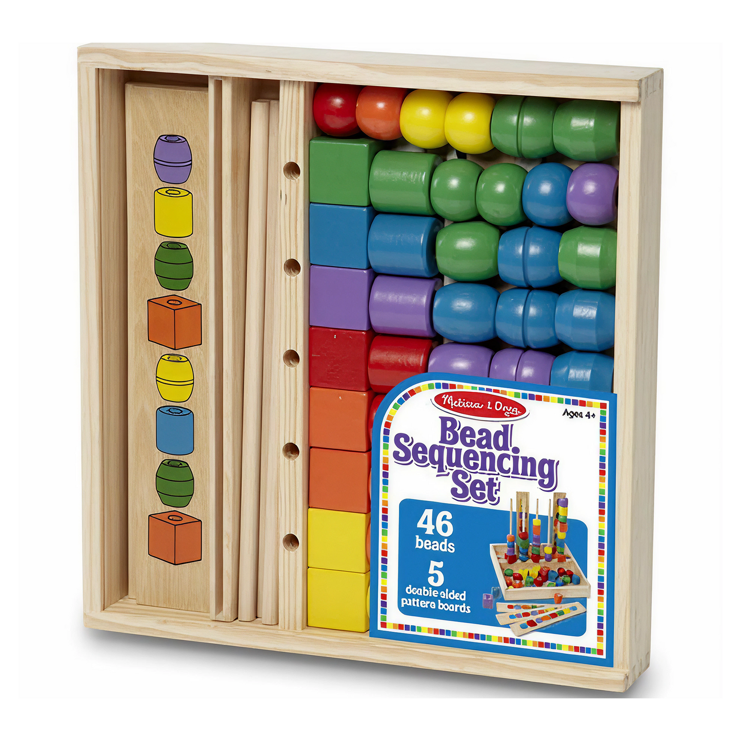 Melissa & Doug Bead Sequencing Set Wooden Beads and Pattern Boards