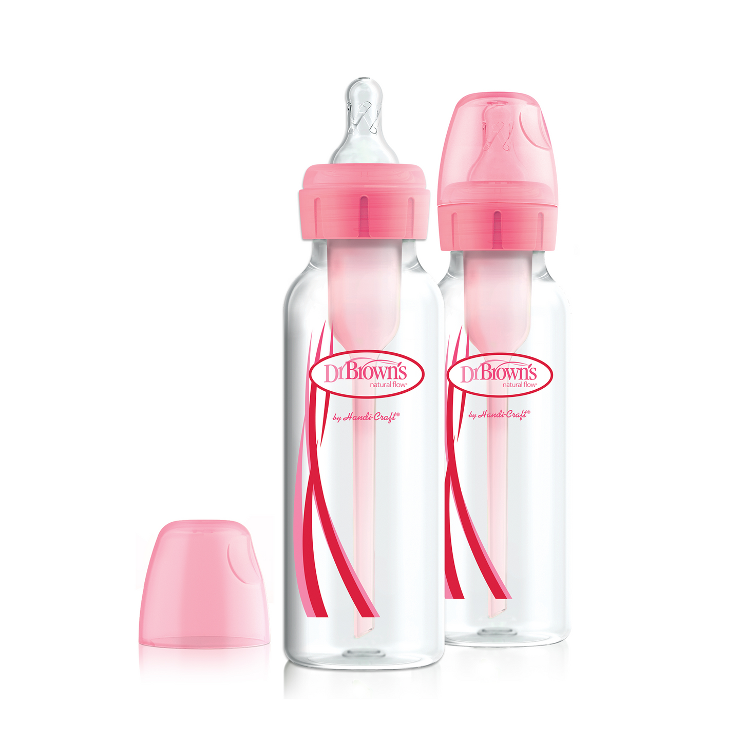 Dr.Brown's 8 Oz/250 مل PP خيارات ضيقة + زجاجة وردية 2pc