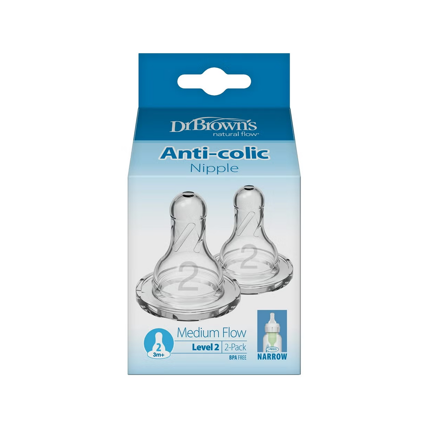 Dr.Brown's Level2 Silicone Narrow Nipple 2Pc