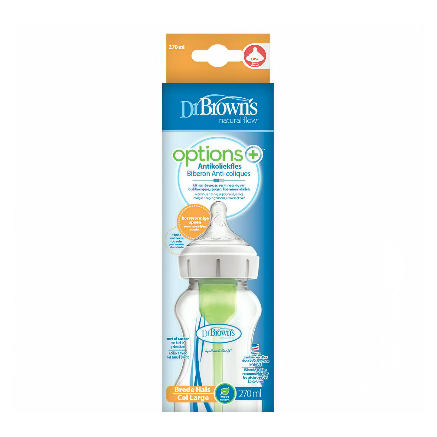 Dr.Brown's 9 oz/270 ml PP WideNeck Options + Bottle