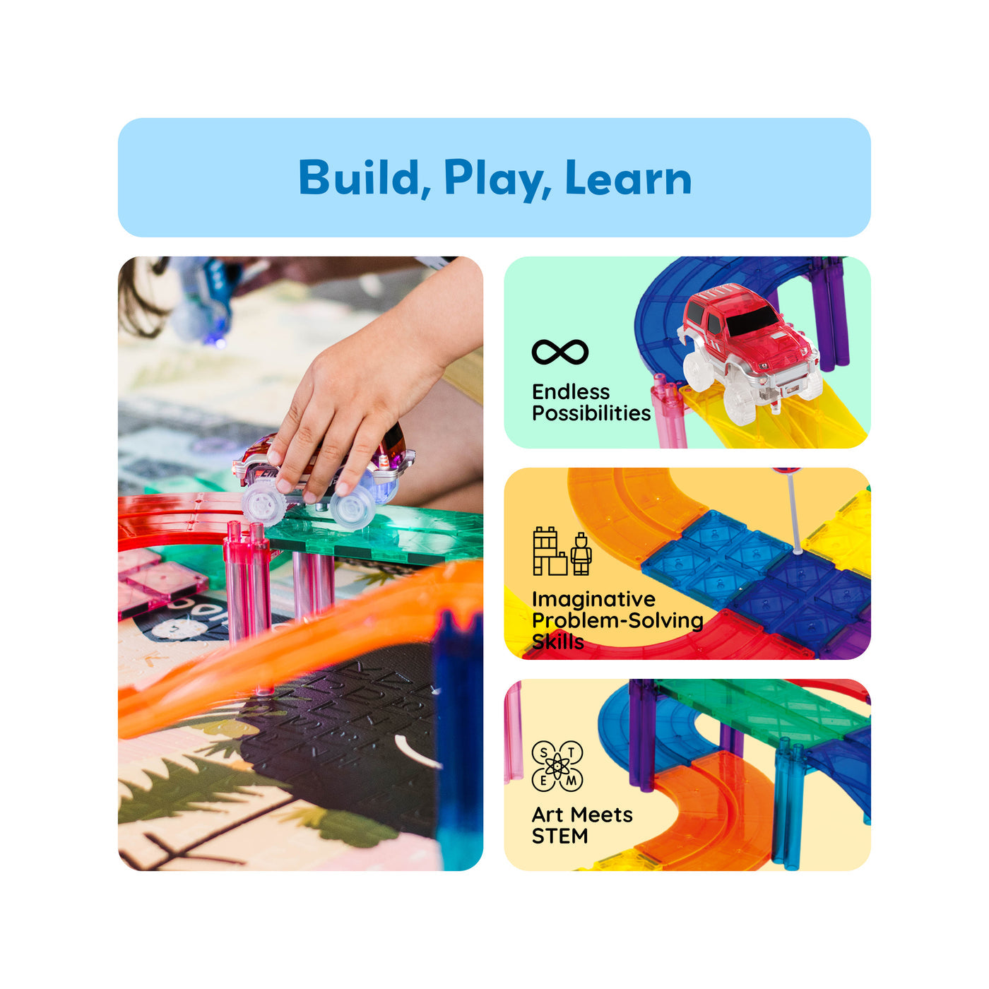 PicassoTiles Magnetic Race Car Track