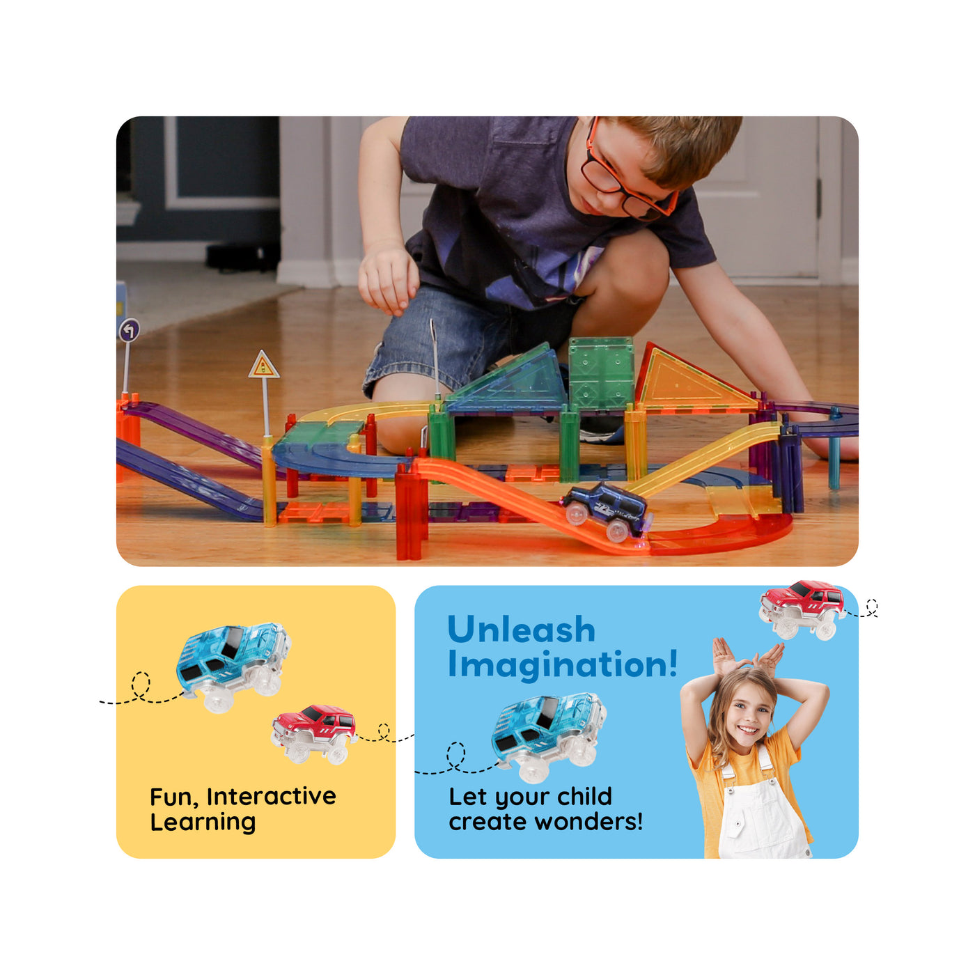 PicassoTiles Magnetic Race Car Track